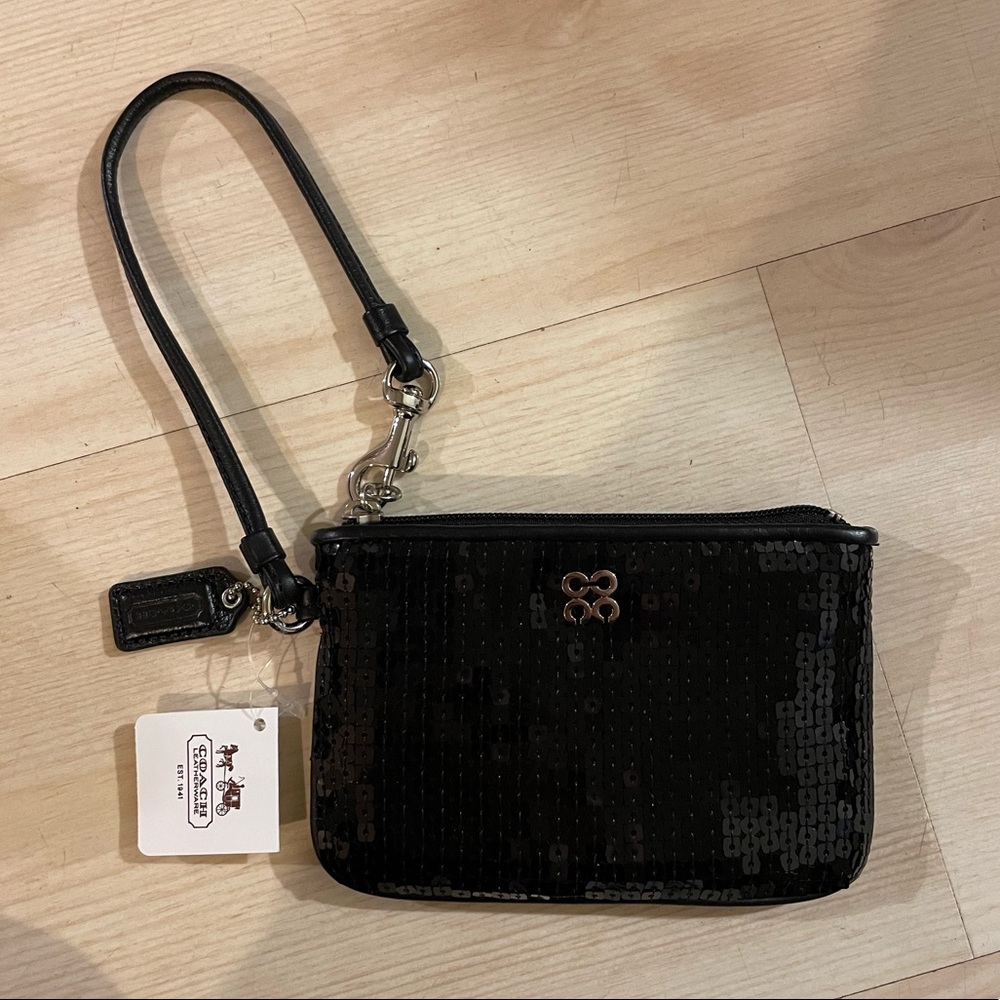 Vintage Coach Black Sequin Wristlet